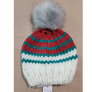 BP. Nordstrom Women's Winter Beanie Hat Pom Pom Red Green
